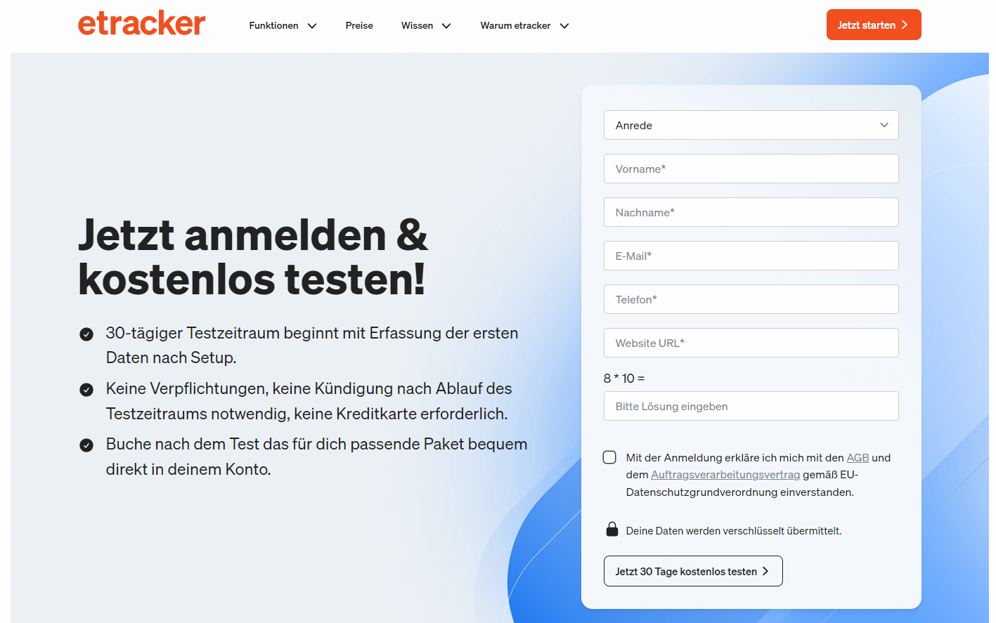 OMT Tool Testbericht eTracker Anmeldung