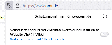 Deaktivierung von ETP in Firefox