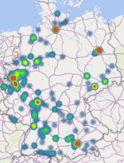 Heatmap der Arbeitsorte