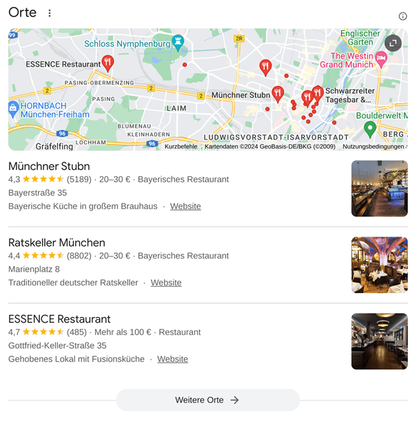 Local Pack in der Google Suche