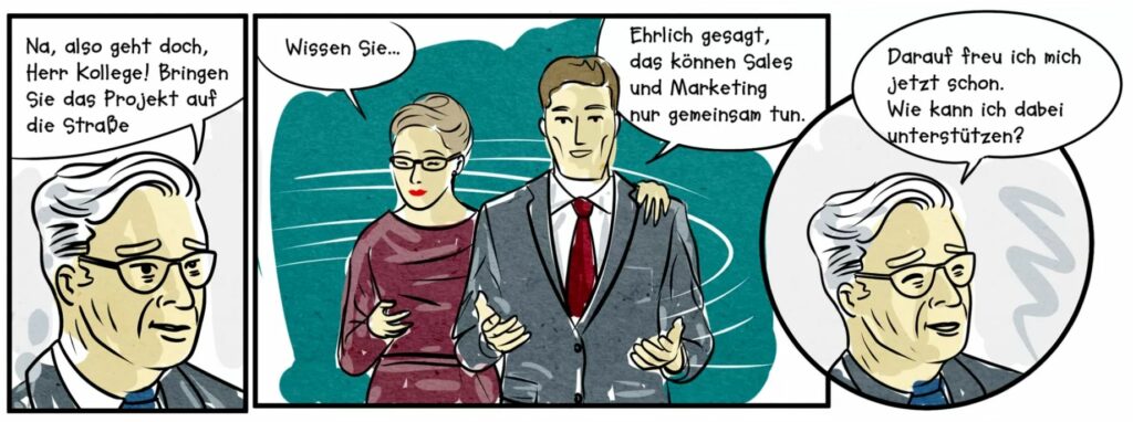 Marketing und Vertrieb Hand in Hand