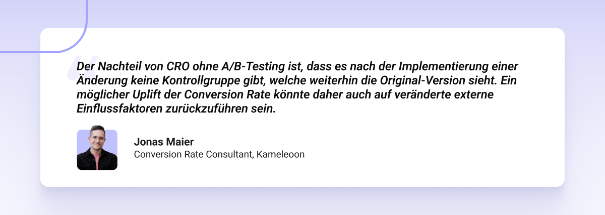 Zitat von Jonas Maier, Conversion Rate Consultant bei Kameleoon