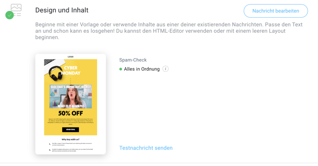 Bildquelle: Spam-Check im GetResponse E-Mail Editor