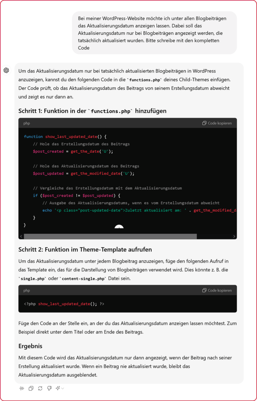 OMT-Magazin Website erstellen mit ChatGPT Code