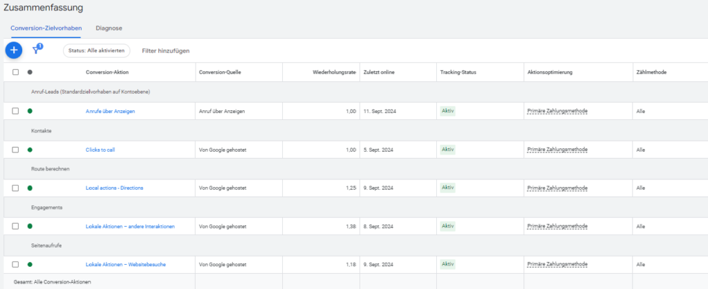 Google Ads Audit: Conversionaktionen