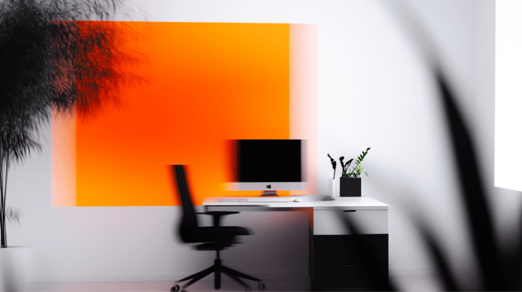 Foto von Arbeitsplatz mit orangem Motion-Blur Effekt. 